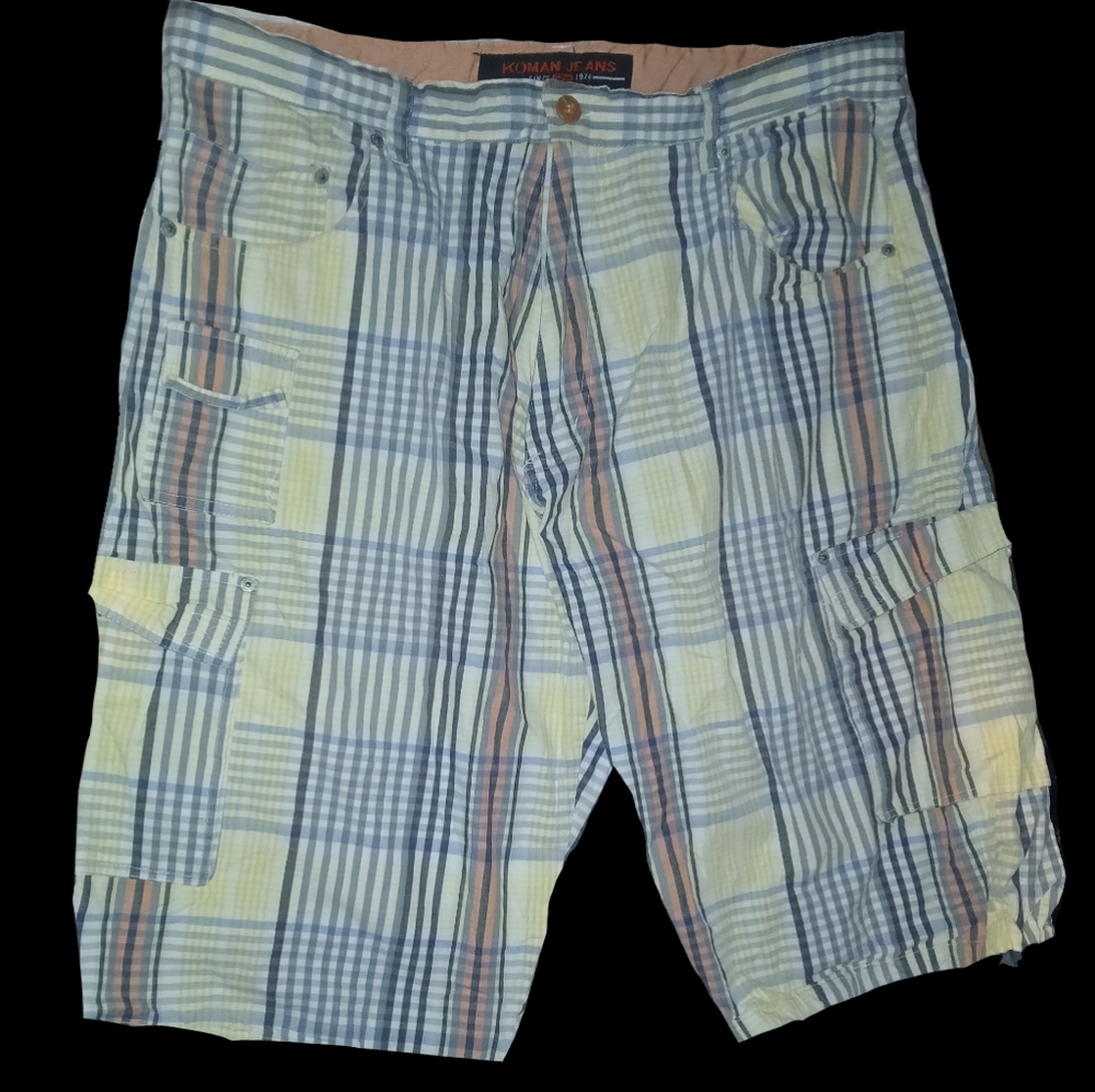 Plaid Cargo Shorts By Koman Jeans